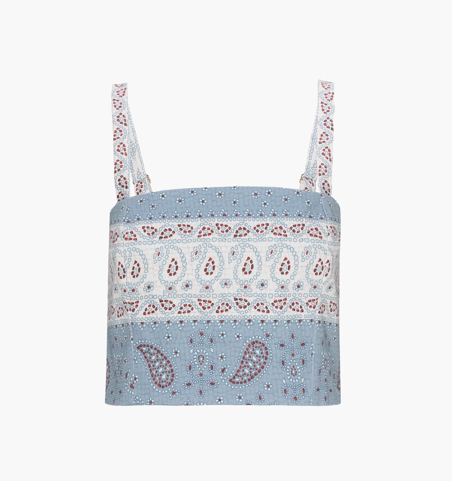 The Anya Top - Dusty Blue Gemstone Mosaic Scarf