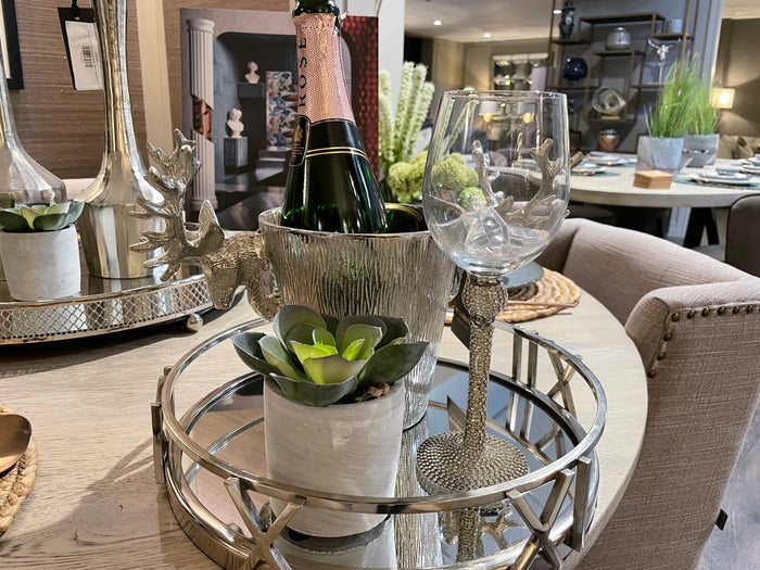 Ella Round Nickel Tray With Roman Numerals Instore purchase only for collection-Renaissance Design Studio