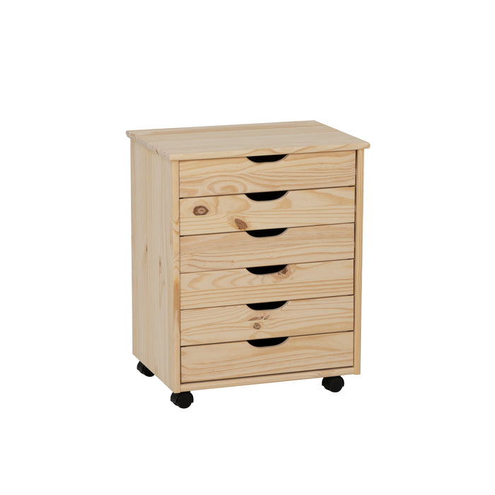 Unfinished / 6-Drawer Wide Cart