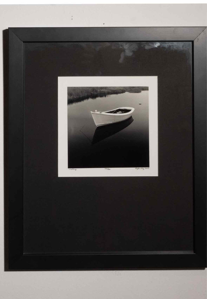 'Waiting' Black & White Photograph Of Dinghy Boat In Water
