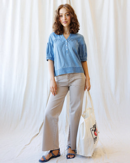 High-Rise Wide Leg Ankle Front Yoke