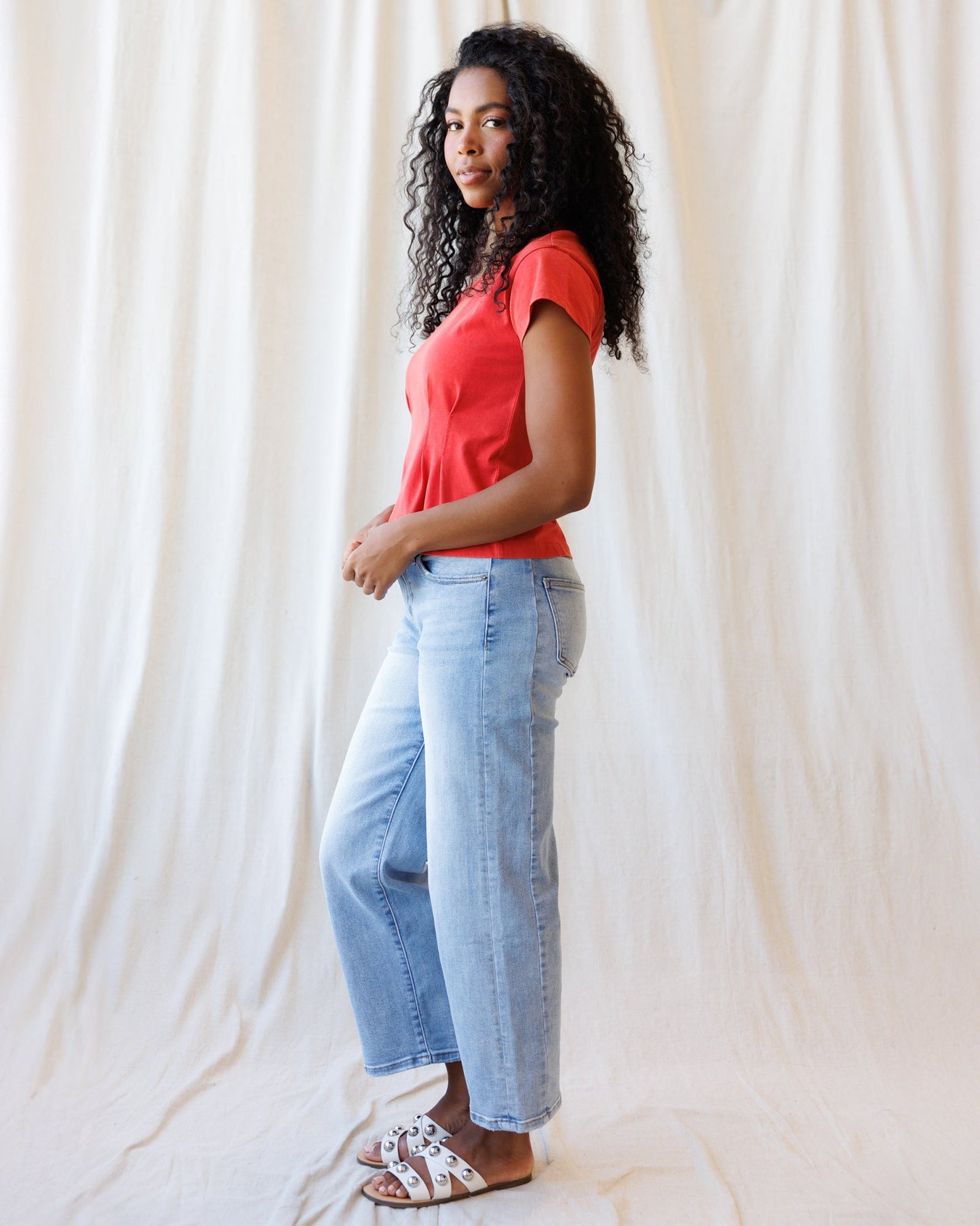 Mid-Rise Straight Ankle Loose Fit