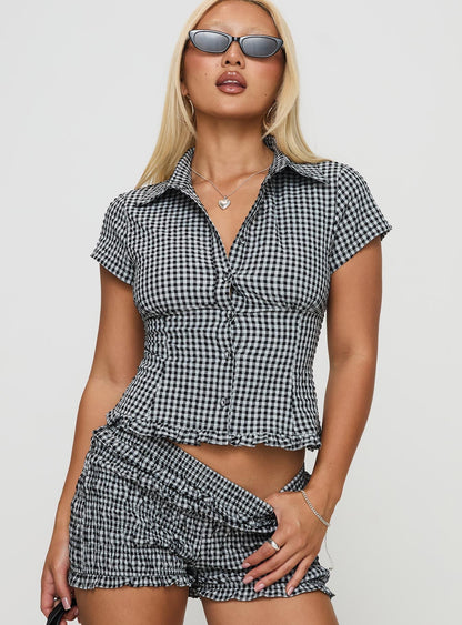 Covey Shirred Puff Sleeve Top Multi Petite