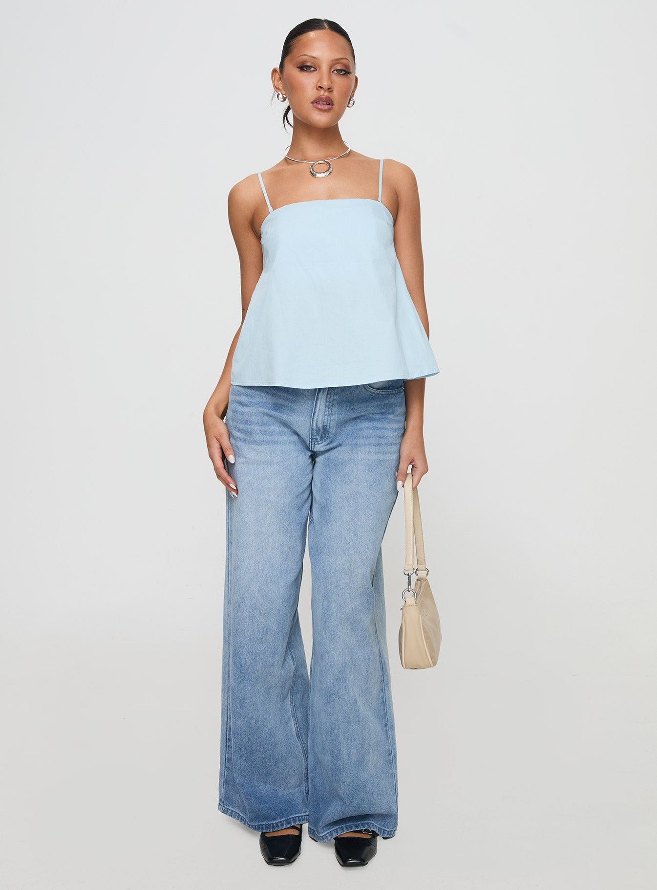 Trapeze Strapless Top Blue