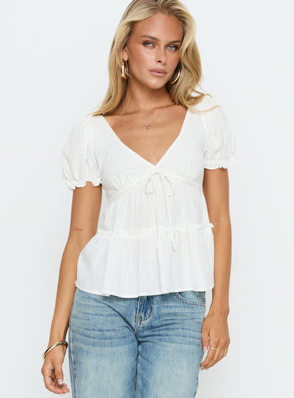 Kimberleigh Floaty Babydoll Top White