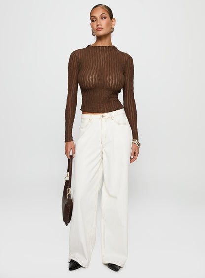 Padra Long Sleeve Top Brown