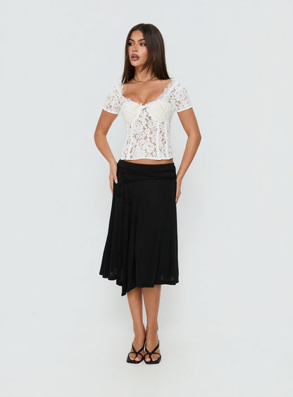 Miquela Short Sleeve Corset Lace Top White