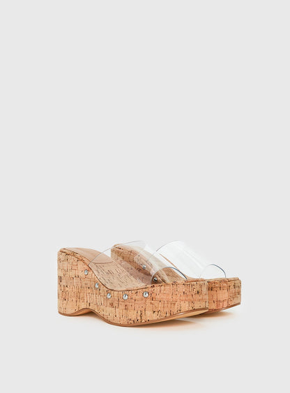 Pale Moonlight Platform Heels Cork / Clear