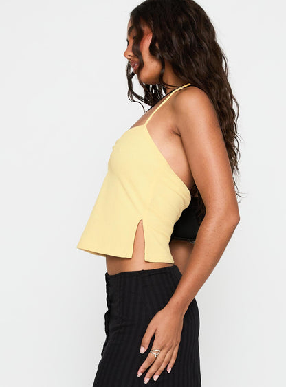 Rehna Halter Top Yellow Slub