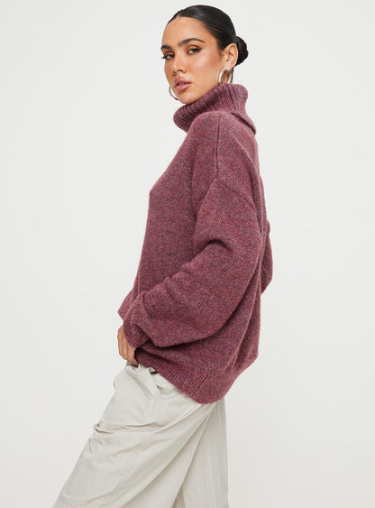 Oswin Turtleneck Jumper Burgundy