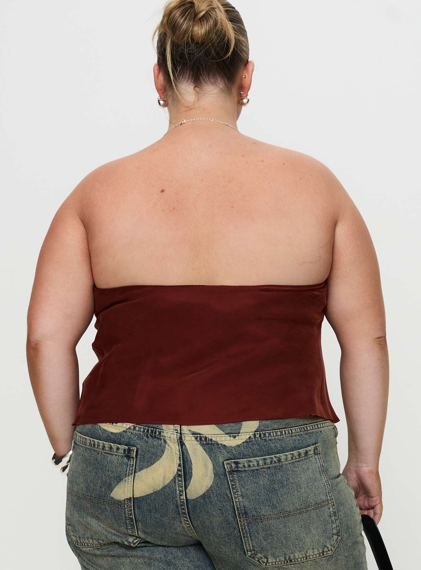 Lucelia Strapless Top Brown Curve
