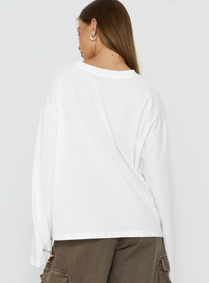 Settle Down Long Sleeve Top White