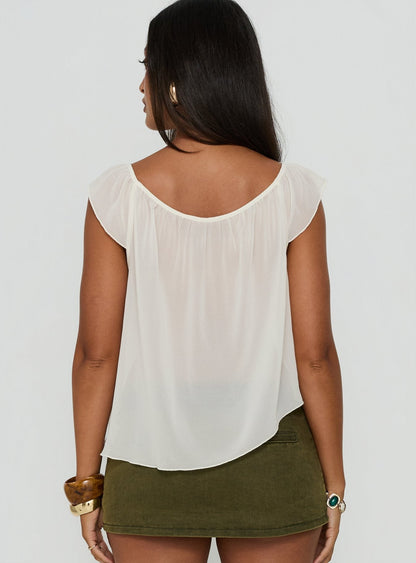 Sidra Off Shoulder Sheer Top Cream