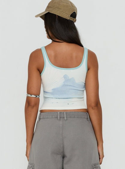 Soft Ember Graphic Tank Top Blue