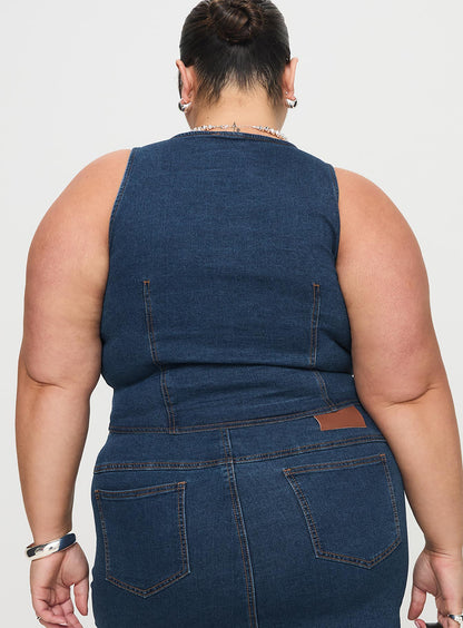 Edenette Top Mid Blue Wash Curve