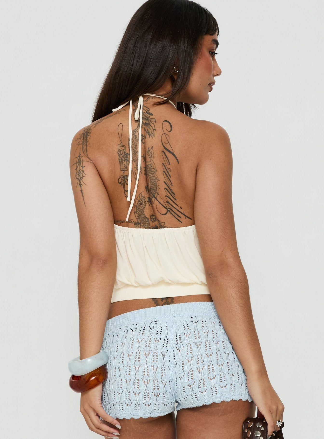 Summer Sorbet Gathered Halter Top Cream
