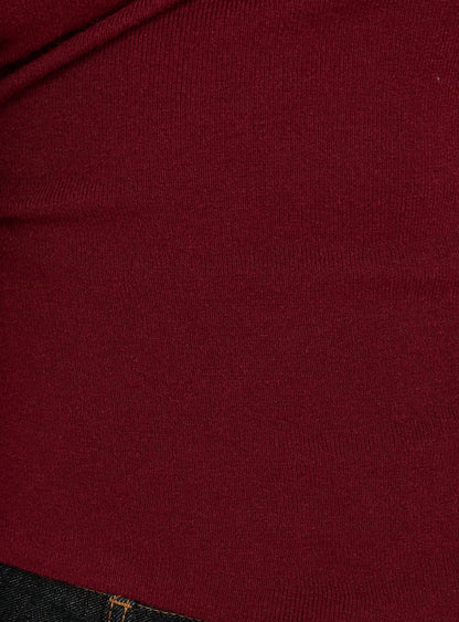 Kaelith Off Shoulder Knit Sweater Wine