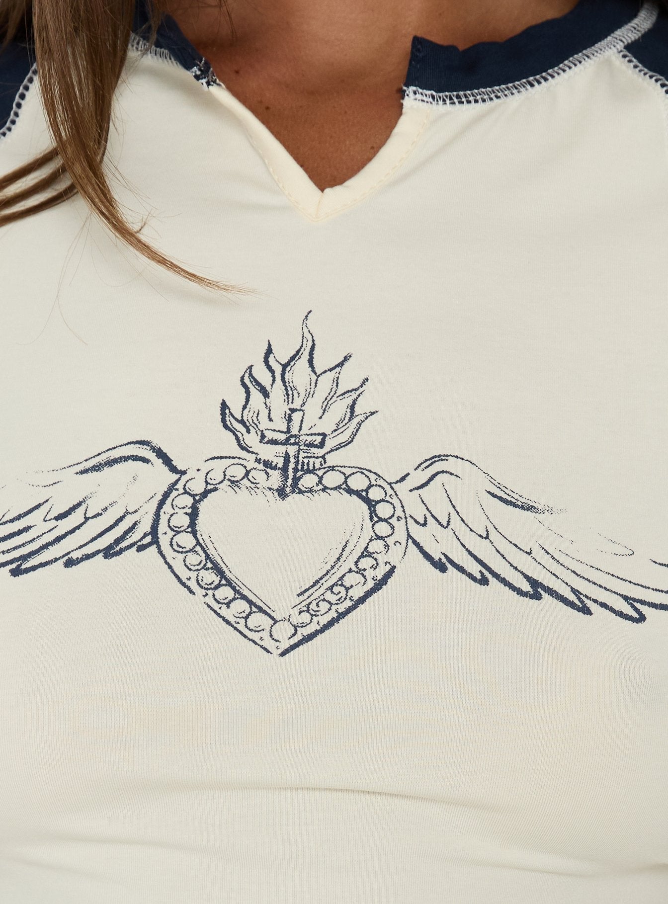 Locket Love Graphic Raglan Tee Navy / Lemon