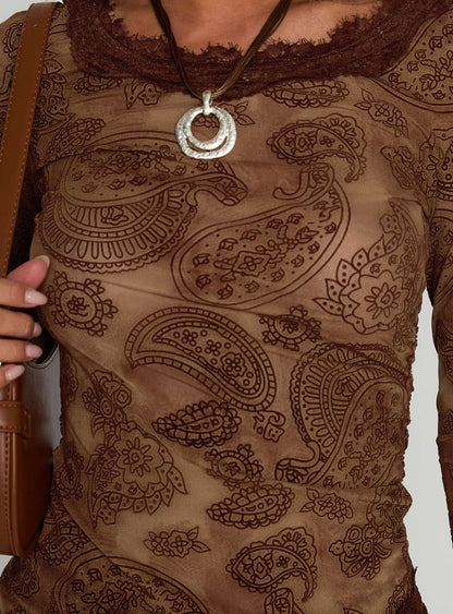 Jasette Sheer Long Sleeve Top Multi Floral