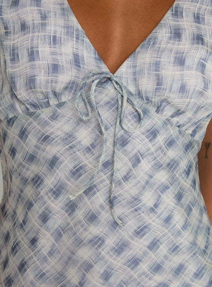 My Last Love Top Blue Check