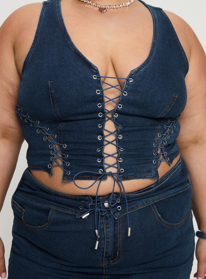 Edenette Top Mid Blue Wash Curve
