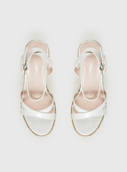 Jesper Espadrille Wedged Heels White Croc
