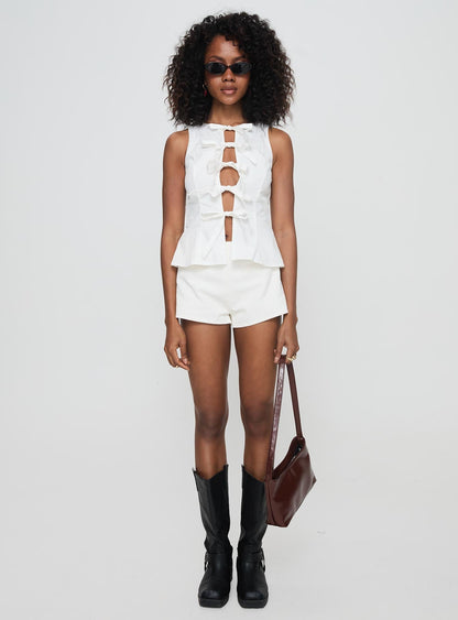 Luminary Tie Up Top White