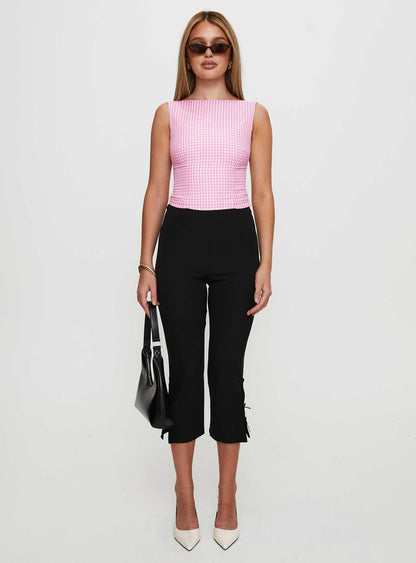 Monterrey Backless Bow Detail Top Pink Gingham