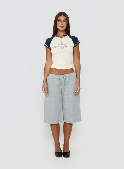 Locket Love Graphic Raglan Tee Navy / Lemon
