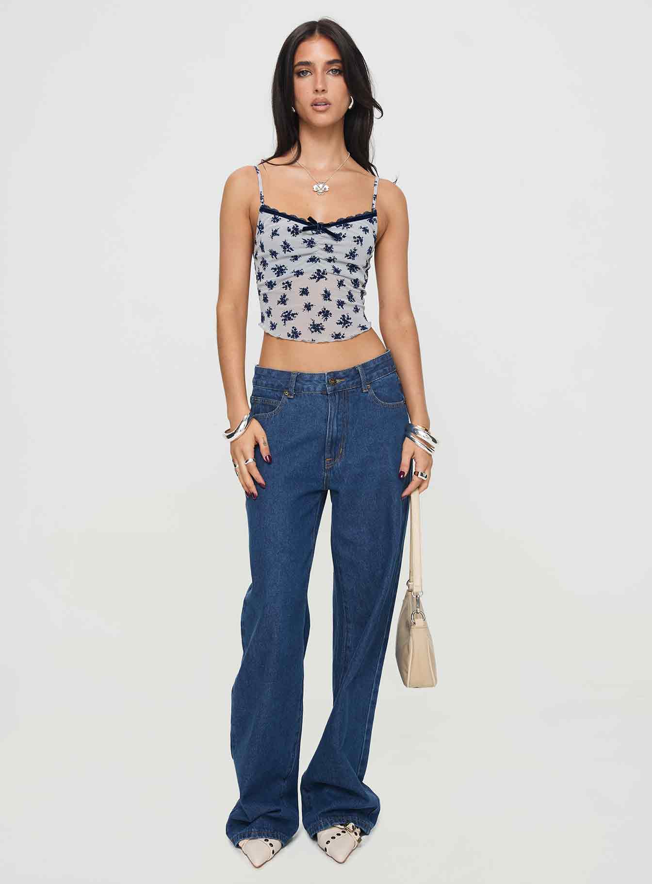 Norde Top Floral Cluster Pale Grey