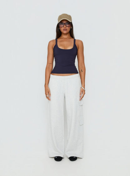 Kasper Cinched Longline Tank Top Navy