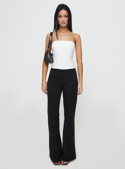 Flounce Strapless Top White