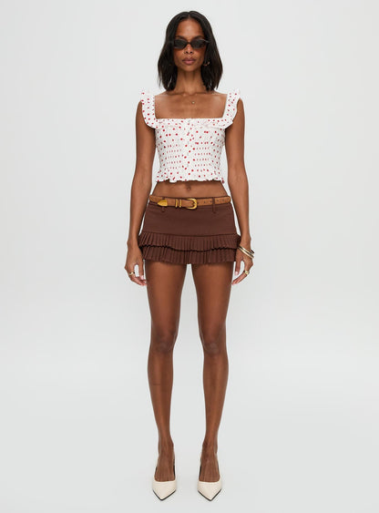 Isadoria Frill Top White / Red Polka