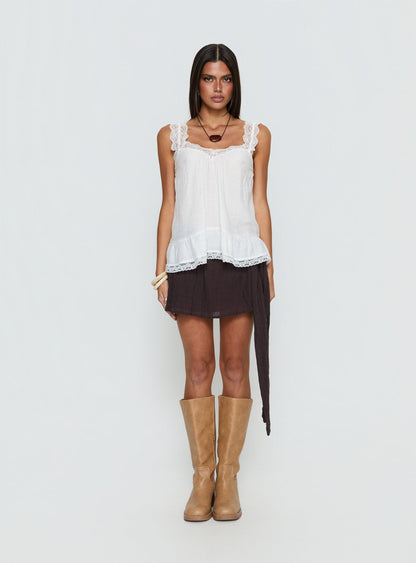 Fever Dream Babydoll Lace Trim Top White