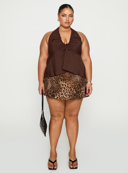 Gadot Halter Top Brown Curve