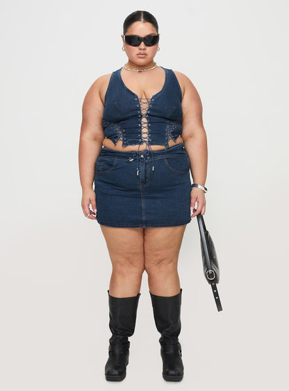 Edenette Top Mid Blue Wash Curve