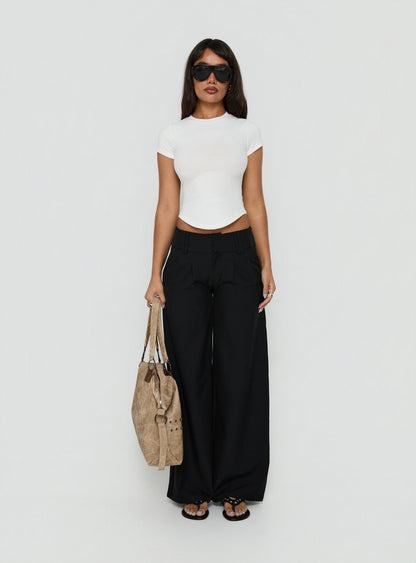 Valentinna Short Sleeve Curved Hem Top White