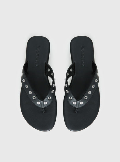 Lyana Eyelet Detail Sandals Black