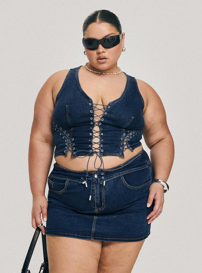 Edenette Top Mid Blue Wash Curve