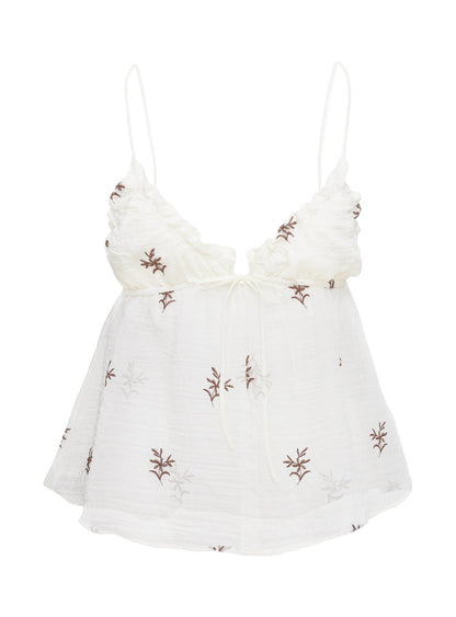 Cinnamon Embroidered Top Cream