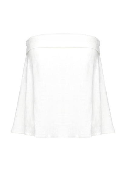 Ethel Strapless Linen Top White