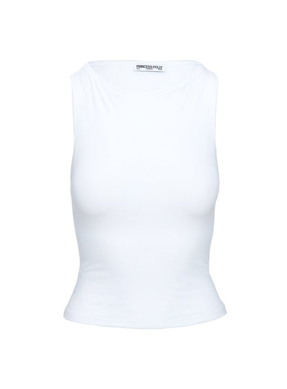 Fitzy High Neck Top White
