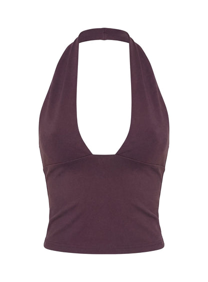 Daily Define Halter Tank Top Aubergine