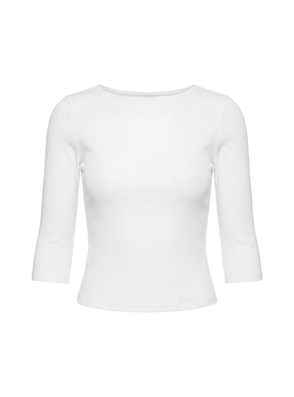 Elaia 3/4 Sleeve Top White