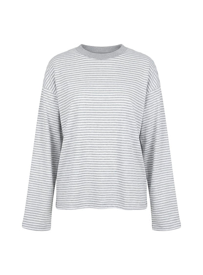 Settle Down Long Sleeve Top Grey / White Stripe