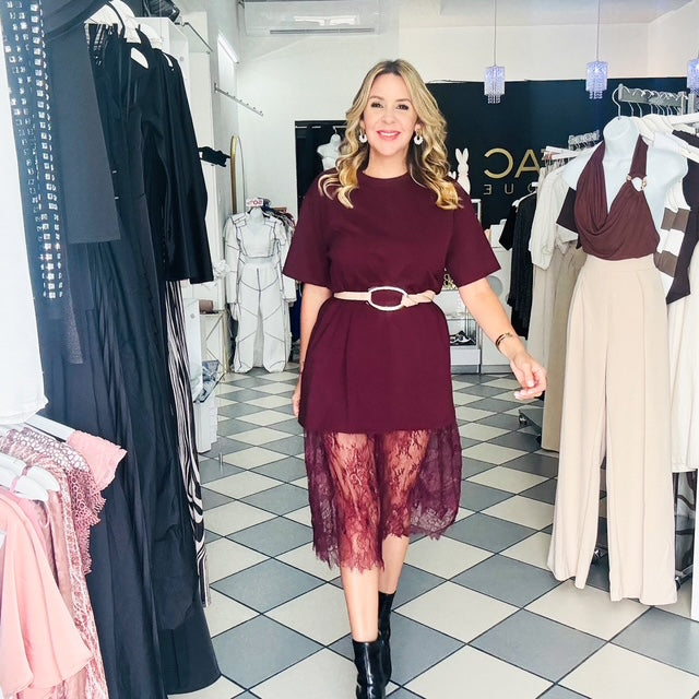 Burgundy Lace Top