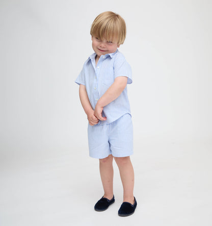 The Baby Leo Shorts - Blue/White Stripe