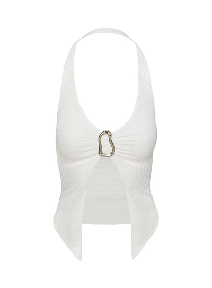 Moderna Halter Lace Top White