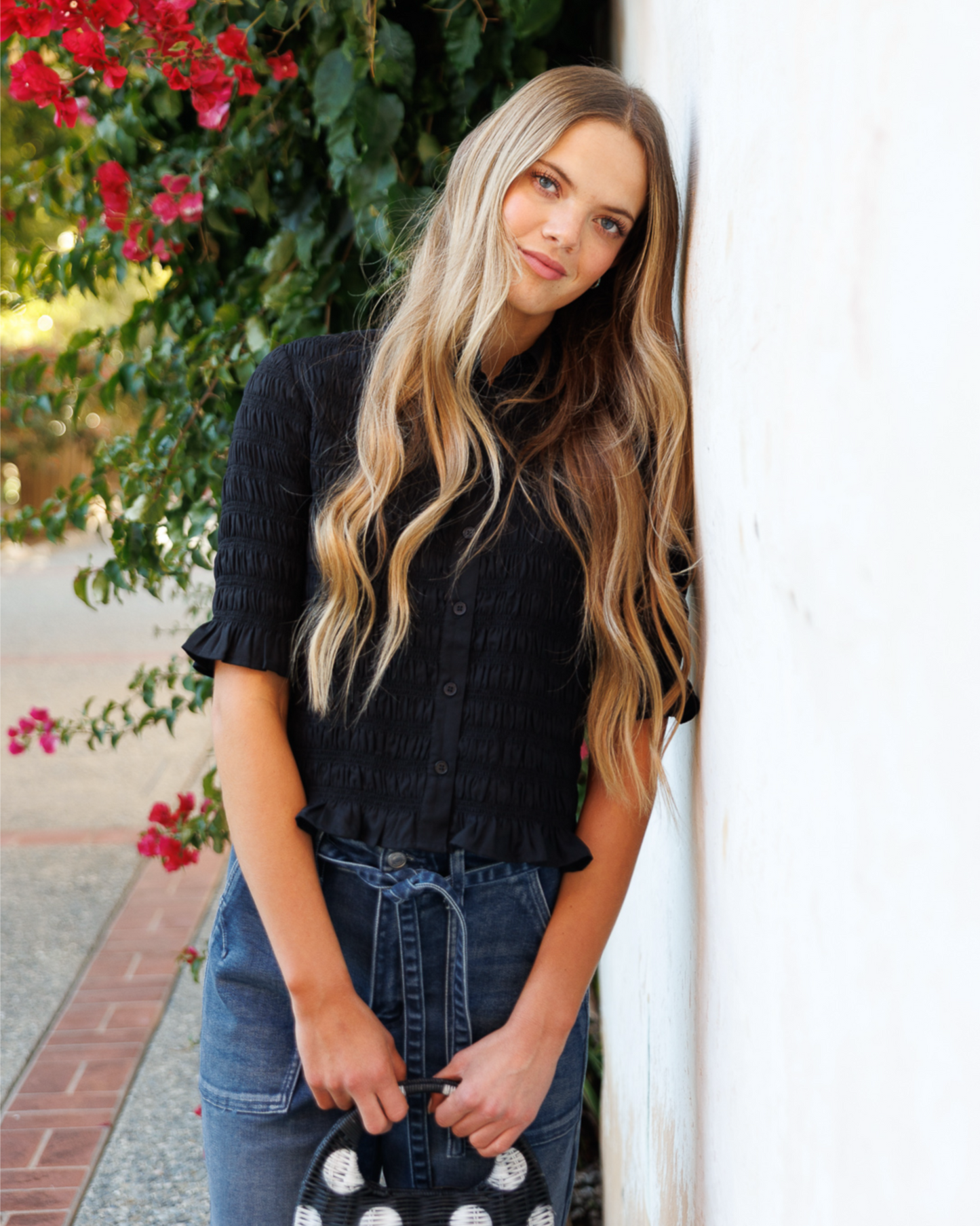 Smocked Button Down - Final Sale
