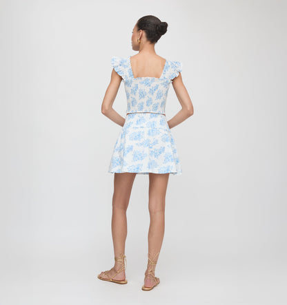 Roller Rabbit x Hill House Cropped Paz Top - Blue Sherwood Forest Monkey